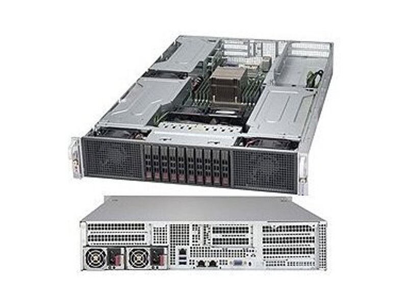 SYS-2028GR-TRT  Supermicro SuperServer 2U 2028GR-TRT Dual Skt Xeon E5-2600v4/ v3/ 16x DIMM/ on board C612 SATA3 RAID 0, 1, 5, 10/ 10 Hot-swap 2.5'' SATA / Dual port 10GBase-T/ 4 PCI-E 3.0 x16, 1 PCI-E 3.0 x8 (in x16) LP/ R2000W