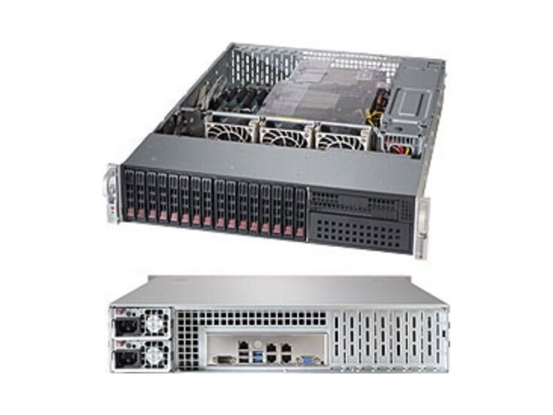 SYS-2028R-C1RT4+  Supermicro SuperServer 2U 2028R-C1RT4+ Dual Skt Xeon E5-2600v4/ v3/ 24x DIMM/ on board C612 SATA3 RAID 0, 1, 5, 10/ 8x 2.5'' SAS3 and 8x 2.5'' SATA3 Hot-swap/ Quad 10GBase-T ports/ 2 PCIE 3.0 x16, 3 PCIE 3.0 x8, 1 PCIE 2.0 x4 (in x8)/ R920W