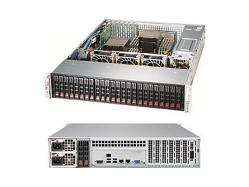 SSG-2029P-E1CR24L  Supermicro SuperStorage Server 2U 2029P-E1CR24L Dual Skt Xeon Scalable/ 16x DIMM/ on board C622 SAS3, SATA3 RAID 0, 1, 5, 10/ 24x 2.5'' Hot-swap SAS3/ SATA3, 2x 2.5'' Hot-swap SATA3/ 2x 10GBase-T LAN/ 3 PCI-E 3.0 x16, 4 PCI-E 3.0 x8, JBOD/ R1200W