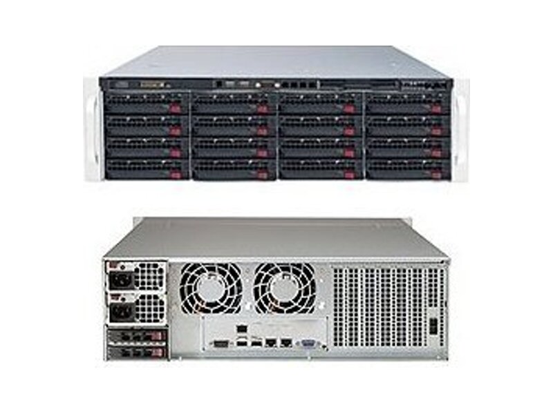 SSG-6038R-E1CR16H  Supermicro SuperStorage Server 3U 6038R-E1CR16H no CPU(2) E5-2600v3/ v4/ no DIMM(16)/ on board C612 SAS3(3108) RAID 0/ 1/ 5/ 6/ 10/ 50/ 60, SATA3 RAID 0/ 1/ 5/ 10/ no HDD(16), opt.2x2.5(rear)/ 2x10GE/ 1xPCIEx16, 6xPCIEx8, JBODExpPort/ 2x920W