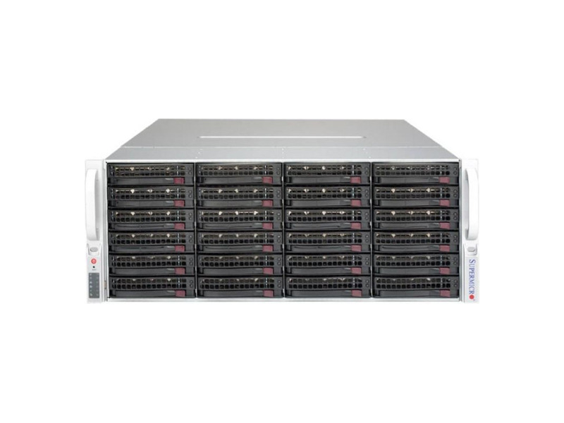 SSG-6049P-E1CR36H  Supermicro SuperStorage Server 4U 6049P-E1CR36H no CPU(2) Scalable/ TDP 70-205W/ no DIMM(16)/ on board C624 SAS3(3108) RAID 0/ 1/ 5/ 6/ 10/ 50/ 60, SATA3 RAID 0/ 1/ 5/ 10/ no HDD(36), opt.2 NVMe M.2/ 2x10GE/ 3xPCIEx16, 4xPCIEx8, JBODExpPort/ 2x1200W