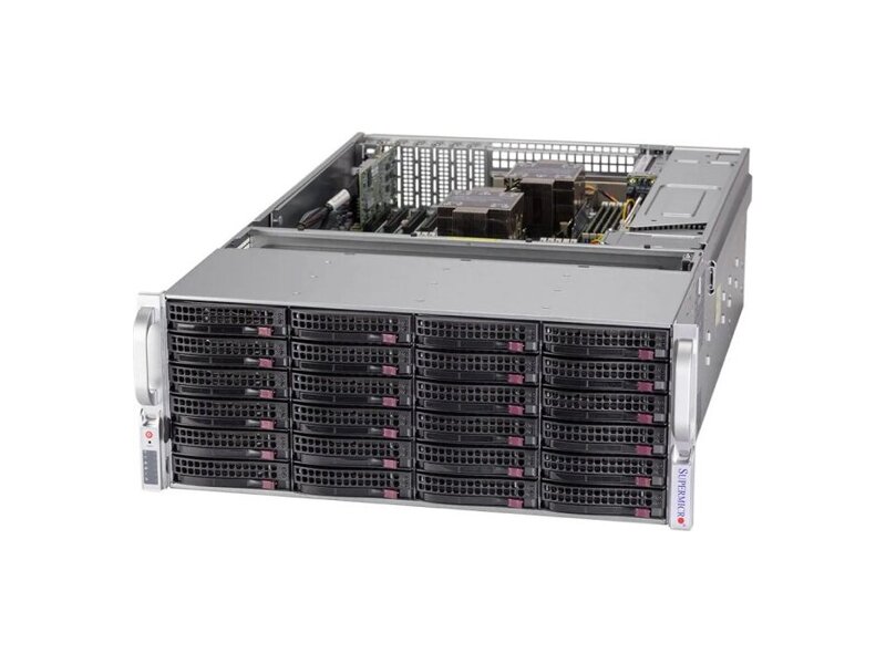 SSG-640P-E1CR36L  Supermicro SuperStorage Server 4U SSG-640P-E1CR36L (X12DPI-NT6, CSV-847BTS-R1K68LPBP4) (4U, LGA4189, 16xDDR4 Up to 4TB ECC LRDIMM/ RDIMM +2 Intel Optane, 36x3.5/ 2.5 SAS3/ SATA3 +2xRear SATA Slots, 1xSATA/ NVMe M.2, HBA Broadcom 3808, 2x10Gbe, 1600W Redun