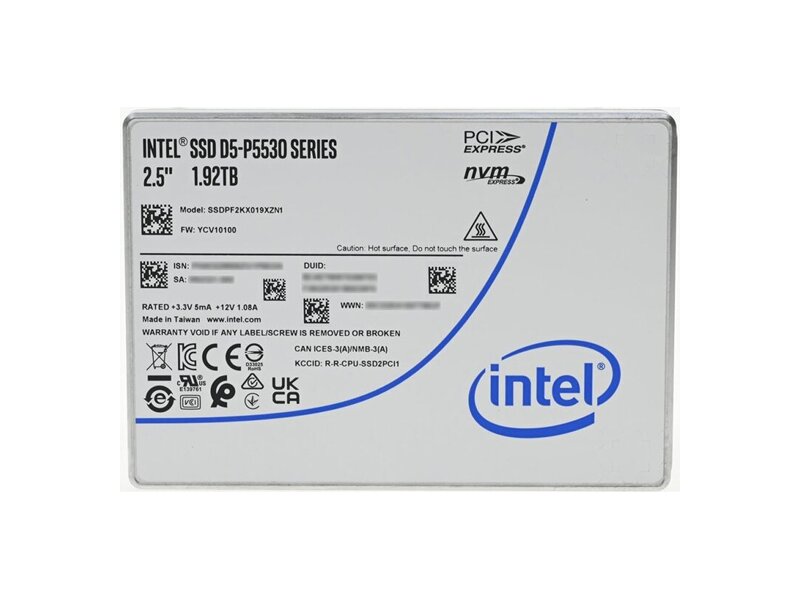 SSDPF2KX019XZN1  SSD Intel D5-P5530 Series (1.92TB, 2.5in PCIe 4.0 x4, TLC)