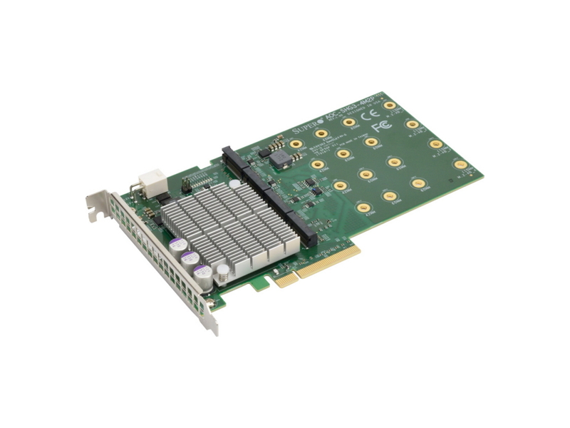 AOC-SHG3-4M2P  Supermicro AOC-SHG3-4M2P Add-On Card with 4x M.2 sockets for NVMe SSD, PCI-E 3.0 x8