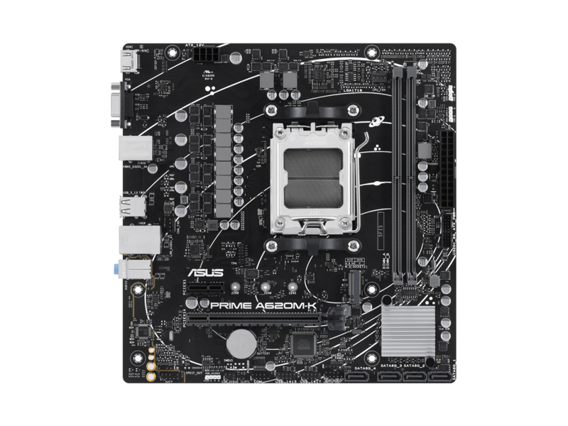 90MB1F40-M0EAY0  Материнская плата Asus AMD A620 micro-ATX motherboard, DDR5, PCIe 4.0 Graphics card and PCIe 4.0 M.2 support, HDMI™, VGA, USB 3.2 Gen 1 Type-A, SATA 6 Gbps, Two-Way AI Noise Cancelation, Aura Sync 2