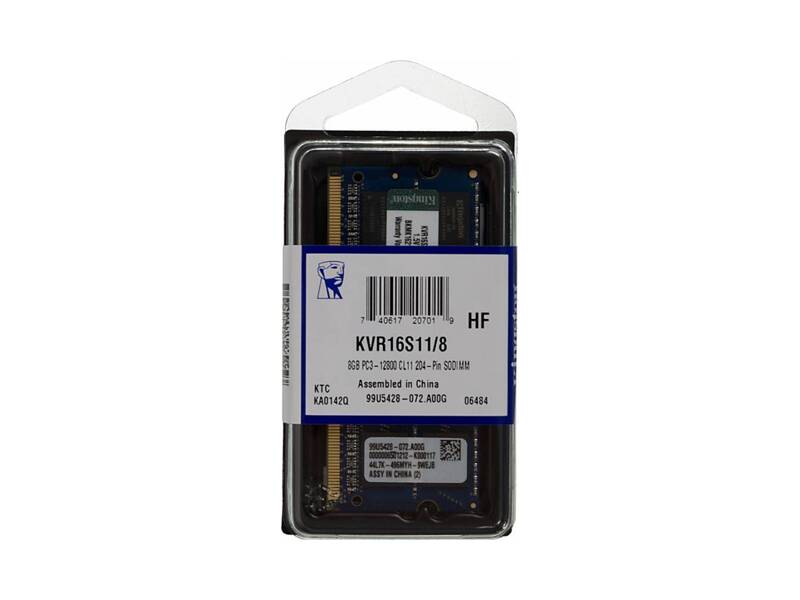 KVR16S11/8  Kingston SODIMM DDR3 8GB 1600MHz (PC3-12800) Non-ECC CL11 1