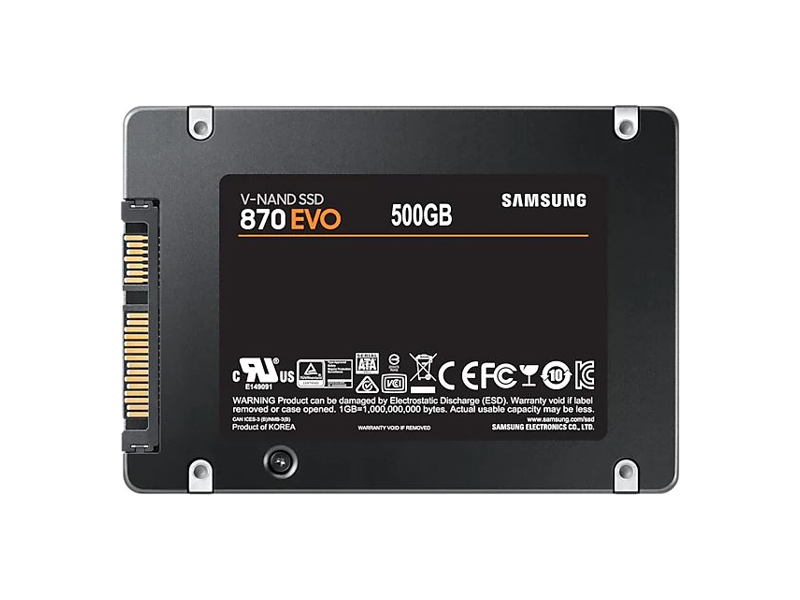 MZ-77E500B/KR  Samsung SSD 2.5'' 500GB 870 EVO Client SSD MZ-77E500 SATA 6Gb/ s, 560/ 530, MTBF 1.5M, 3D V-NAND TLC, 512MB, 300TBW, 0, 33DWPD, RTL MZ-77E500B/ KR