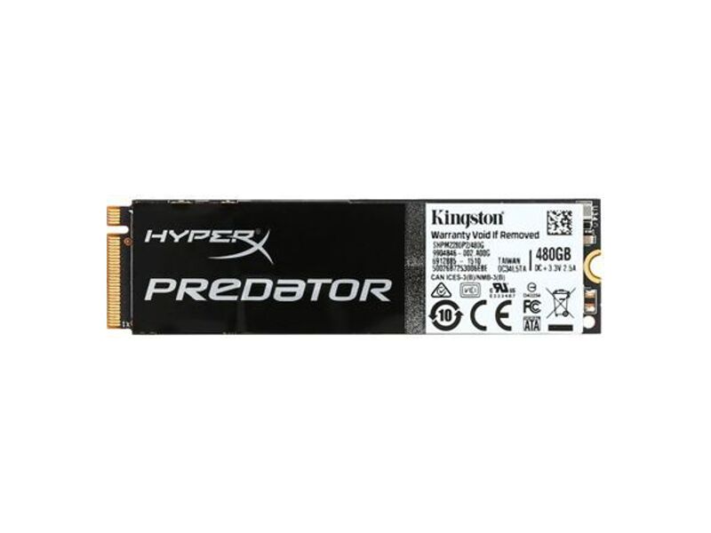 SHPM2280P2/480G  Kingston SSD 480GB HyperX Predator PCIe2.0 x4 (M.2) no adapter, EAN: ''740617237443