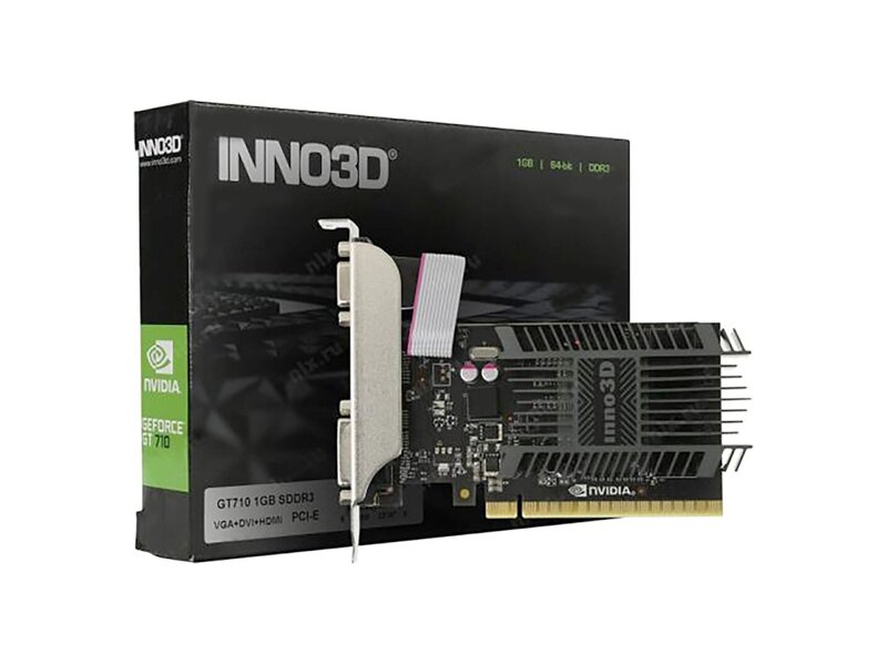 N710-1SDV-E3BX  Видеокарта INNO3D GeForce GT710 2GB SDDR3 64-bit 954 1600 DVI+VGA+HDMI Heatsink
