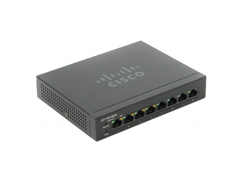 SF110D-08HP-EU  Коммутатор 8-портовый Cisco SF110D-08HP 8-Port 10/ 100 PoE Desktop Switch
