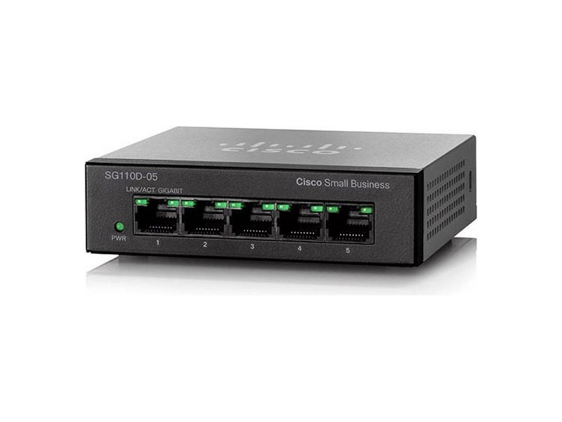 SG110D-05-EU  Коммутатор 5-портовый Cisco SG110D-05 5-Port Gigabit Desktop Switch