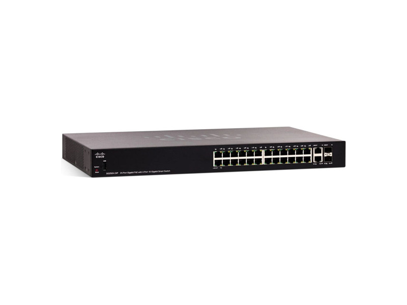SG250X-24P-K9-EU  Коммутатор 24-портовый Cisco SG250X-24P 24-Port Gigabit PoE Smart Switch with 10G Uplinks