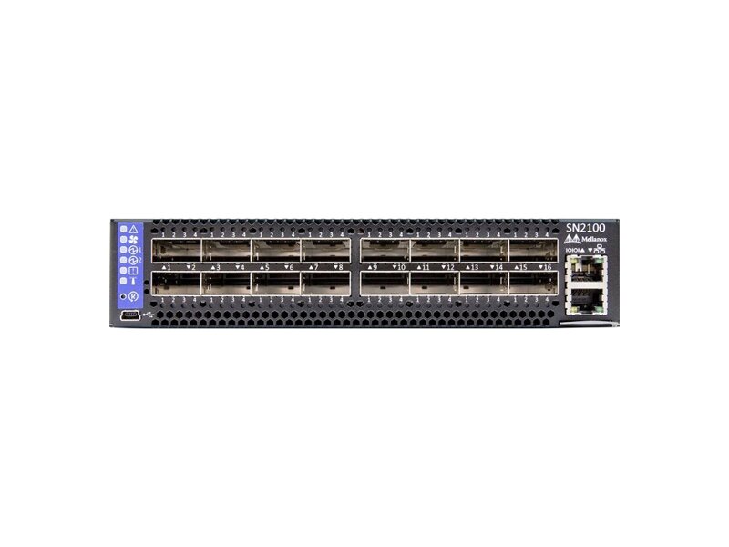 MSN2100-CB2RC  Коммутатор Spectrum 100GbE 1U Openswitch with Cumulus Linux, 16 QSFP28 ports, 2 power supplies (AC), x86 CPU, Short depth, Ports-to-Power airflow, Rail Kit must be purchased separately, RoHS6