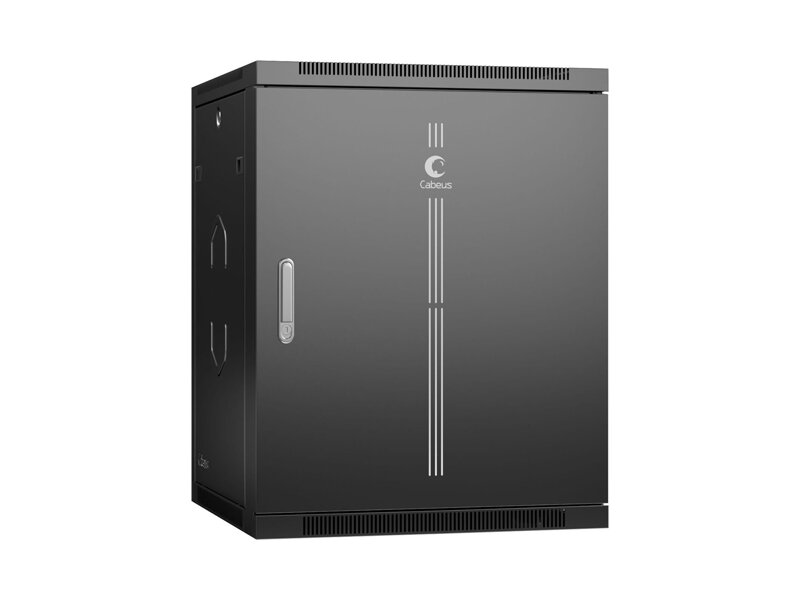 SH-05F-15U60/45m-BK  Шкаф телекоммуникационный настенный 19'' 15U 600x450x769mm (ШхГхВ) дверь металл, цвет черный (RAL 9004)