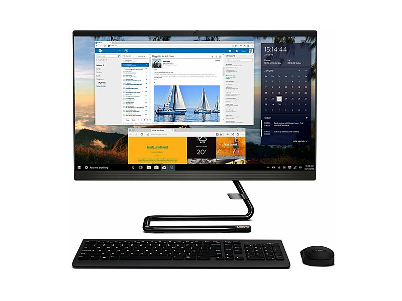 F0ER00B6RK  Моноблок Lenovo IdeaCentre A340-24ICK 23.8'' FHD (1920x1080) WVA, Core i3-9100T, 1x AMD Radeon 530 2GB GDDR5, iB365, 1x 4GB DIMM DDR4-2666, 128GB SSD M.2 2242 NVMe, + 1TB HDD 5400rpm 2.5'', Optical 1x 9.0mm DVD±RW, Win10 Home 64 Ru, Business black