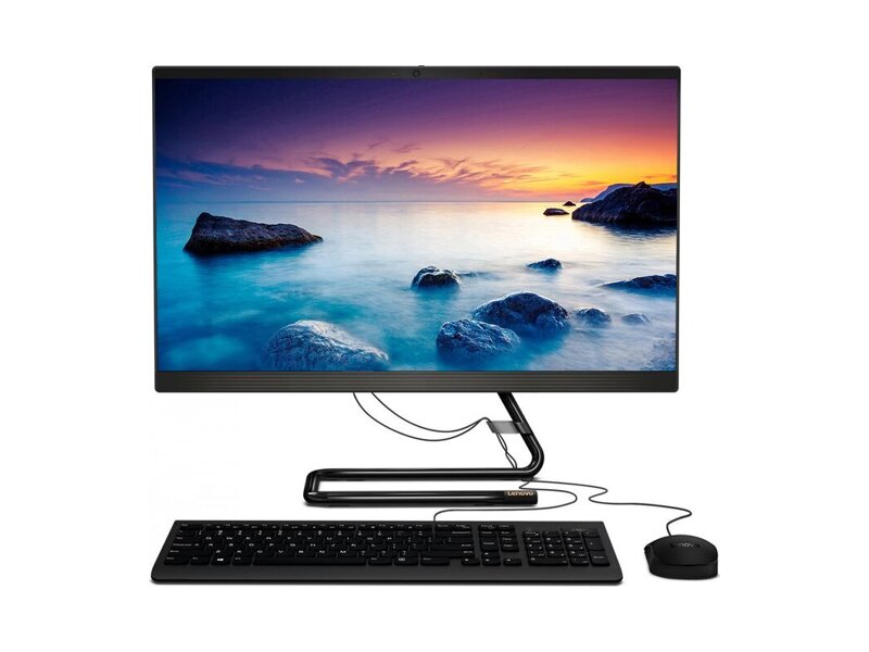 F0EW00DJRK  Моноблок Lenovo IdeaCentre AIO 3 24ARE05 23.8''(1920x1080)/ AMD Ryzen 5 4600U(2.1Ghz)/ 16384Mb/ 1000+256SSDGb/ DVDrw/ Int:AMD Radeon/ BT/ WiFi/ 6kg/ black/ W10 + Keyboard, mouse USB