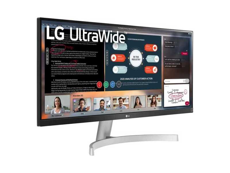 29WN600-W  Монитор LG 29'' [21:9] 2560х1080(UW-UXGA) IPS, LCD, nonGLARE, 250cd/ m2, H178°/ V178°, 1000:1, 16.7M, 5ms, 2xHDMI, DP, Tilt, Speakers, Audio out, 2Y, Серебристый