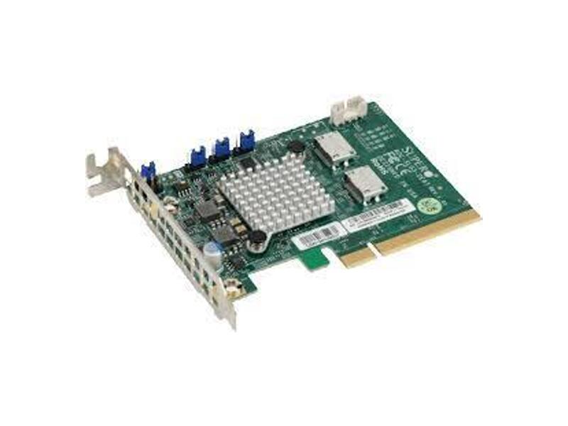 AOC-SLG3-2E4T-O  Supermicro AOC-SLG3-2E4T NVMe PCIe Host Bus Adapter - Dual port PCI-E x16 Gen-3 NVMe controller
