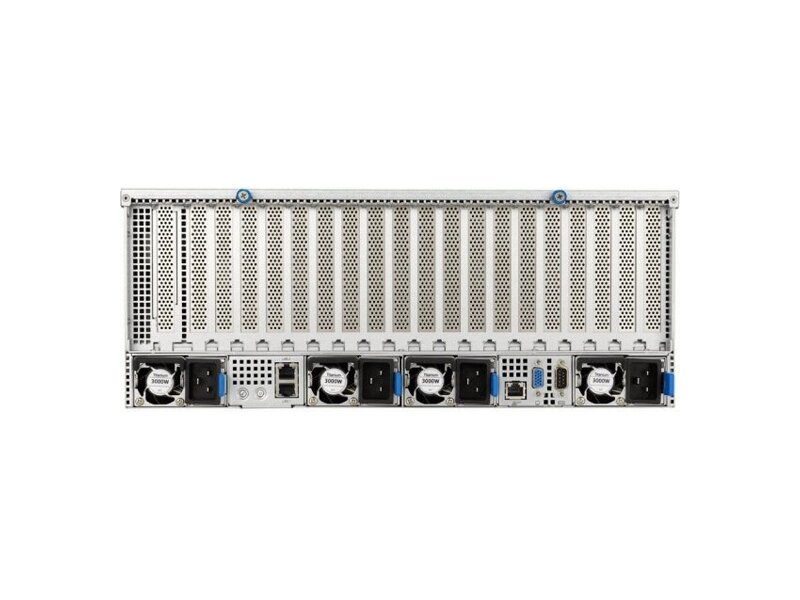 90SF02H2-M001J0  ASUS Server ESC8000A-E12-SKU2/ 10G/ 3kW(2+2)/ 2 PCIe/ 2 NVMe AMD EPYC 9004 dual-processor 4U GPU server that supports eight dual-slot GPUs, liquid cooling solution, up to 24 DIMM, 11 PCIe 5.0 slots, Dual NVMe, four 3000W Titanium power supplies, OCP 3.0 a 2