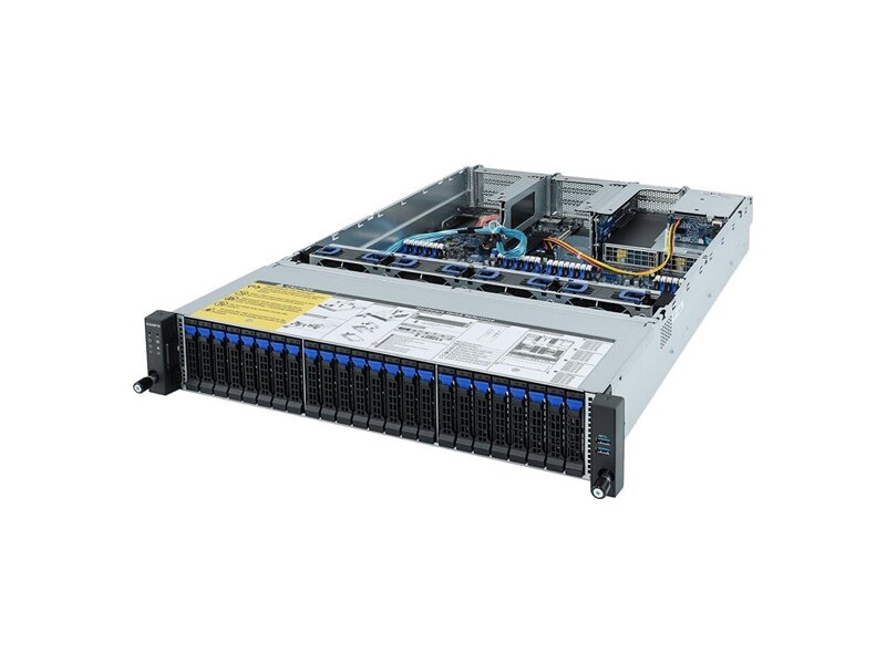 6NR282Z91MR-00  Gigabyte Rack Server R282-Z91 Dual AMD EPYC 7002, 32 x DIMMs, 2 x 1Gb/ s LAN, Onboard 12Gb/ s SAS expander, 24 x 2.5'' SATA/ SAS HDD/ SSD in front, 2 x 2.5'' SATA/ SAS HDD/ SSD in rear, Ultra-Fast M.2 with PCIe Gen3 x4, 8 x PCIe Gen4 x16 and x8, 1600W 80 Pl