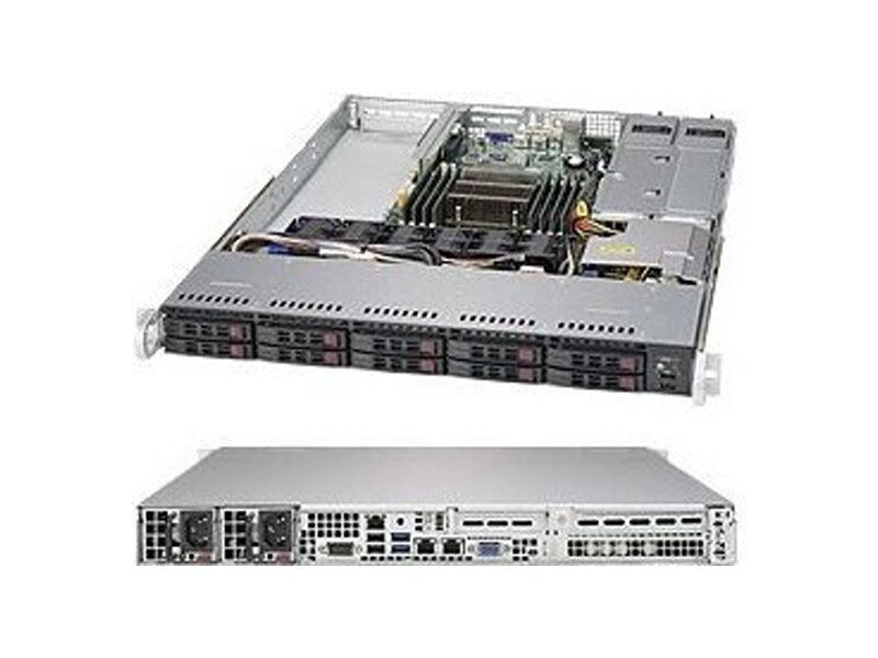 SYS-1018R-WC0R  Supermicro SuperServer 1U 1018R-WC0R no CPU(1) E5-2600/ 1600v3/ v4/ no DIMM(8)/ on board C612 RAID 0/ 1/ 5/ 10/ no HDD(10)/ 2xGE/ 2xPCIEx16, 1xPCIEx8/ 2xR700W