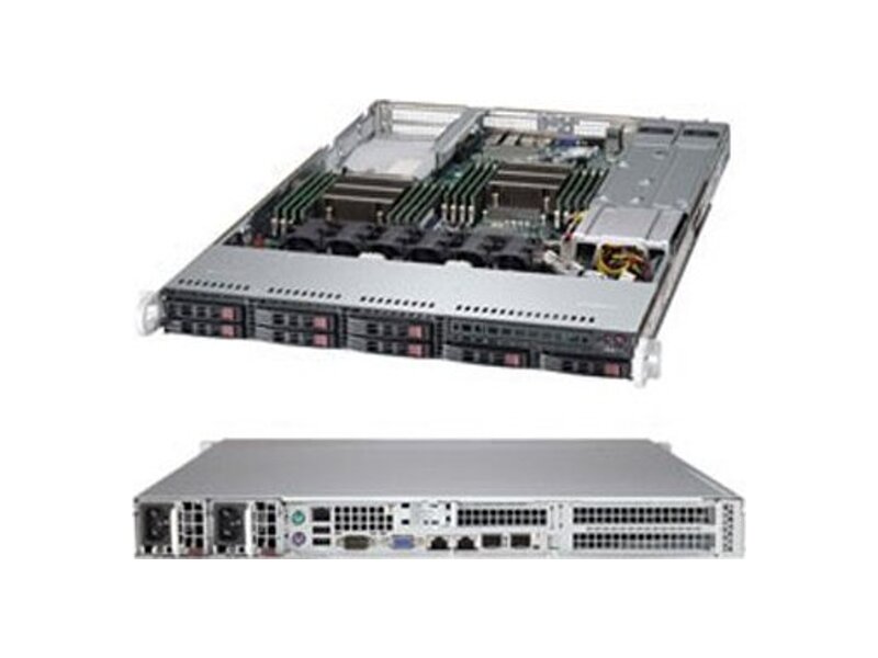 SYS-1027R-72RFTP  Supermicro SuperServer 1U 1027R-72RFTP Dual Skt Xeon E5-2600/ 16x DIMM/ on board C602 SATA2 RAID 0, 1, 5, 10, SATA3 RAID 0, 1, SAS2/ 8x 2.5'' Hot-swap SAS/ SATA/ Dual port GbE/ 1 PCI-E 3.0 (x8) LP, 2 PCI-E 3.0 (x16) FH/ R700/ 750W
