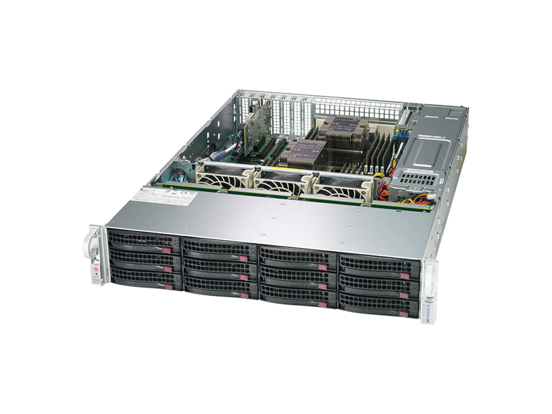 SSG-620P-ACR12H  SuperMicro SuperServer SSG-620P-ACR12H 2U, 2xLGA-4189, TDP 270W, Intel C621A, 16xDDR4, 12x 3.5'' hot-swap NVMe/ SATA/ SAS (4x 3.5'' NVMe hybrid), Broadcom 3916, 4xPCI-E 4.0 x16 LP, 2xPCI-E 4.0 x8 LP 2xRJ45 10GBase-T, 1xRJ45 IPMI, 4xUSB 3.0, 1xVGA, 1 COM, 2x