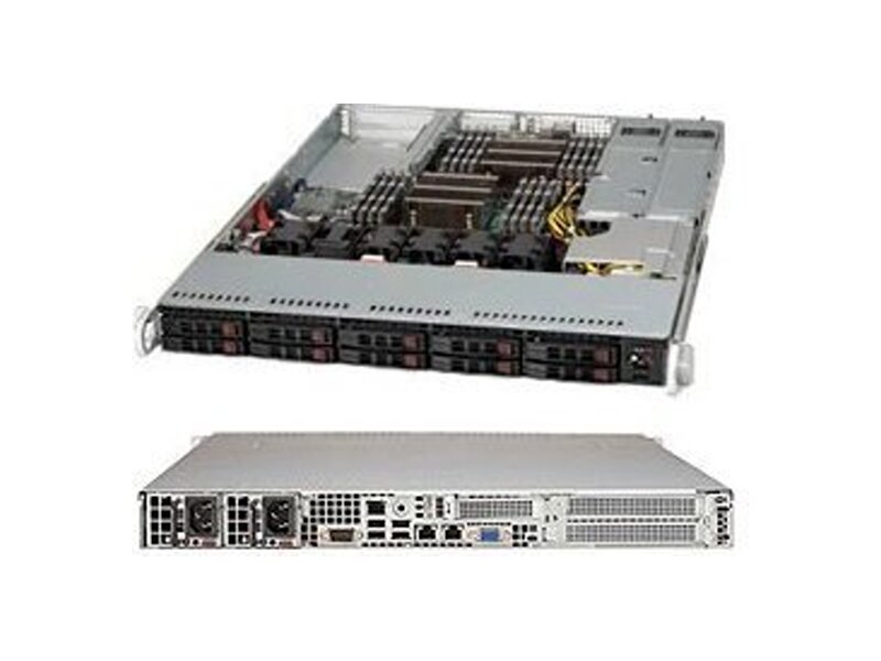 CSE-116AC-R700WB  Supermicro SuperChassis 116AC-R700WB Rack 1U, 10x 2.5'' HS SAS/ SATA, 2xFH&FL, 1xLP, R700W, EATX/ 13.38''x 13.4''