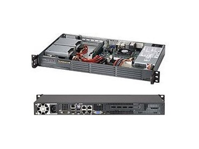 CSE-504-203B  Supermicro SuperChassis 504-203B Rack 1U, 3.5'', 2.5'', 1xFH, 200W, miniATX