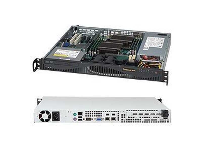 CSE-512F-350B  Supermicro SuperChassis 512F-350B 14.5'' Mini 1U, 2x3.5'' Fixed int. drive bay, 1xFH/ HL, 350W, ATX