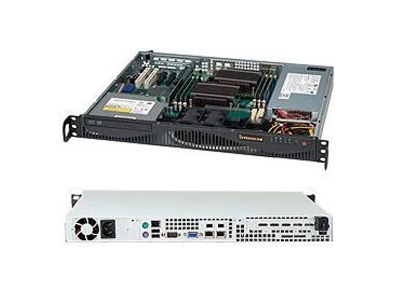 CSE-512F-350B1  Supermicro SuperChassis 512F-350B1 Mini 1U, 2x 3.5'' Internal Drive Bays, 1x FH&FL, 1x Slim DVD ROM, 350W, ATX, Black