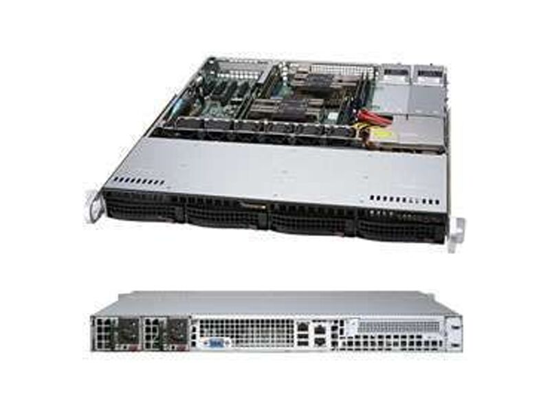 CSE-813MF2TQC-R608CB  Supermicro SuperChassis 813MF2TQC-R608CB Rack 1U, 4x3.5'' HotSwap SAS/ SATA, 1xFH, R600W, ATX/ microATX