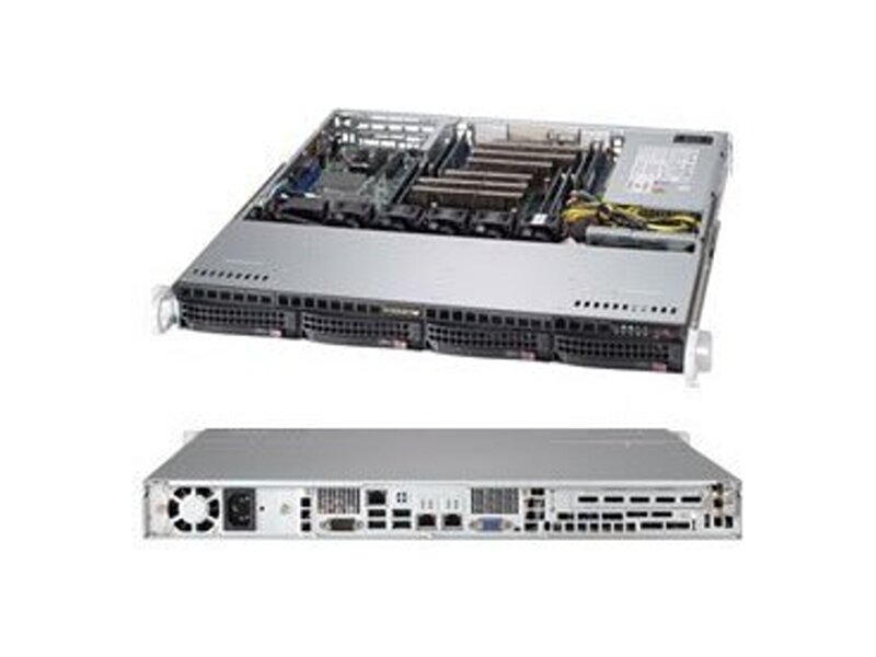 CSE-813MFTQC-505CB  Supermicro SuperChassis 813MFTQC-505CB Rack 1U, 4x3.5'' HotSwap SAS/ SATA with SES2, 1xFH, 500W, ATX/ microATX