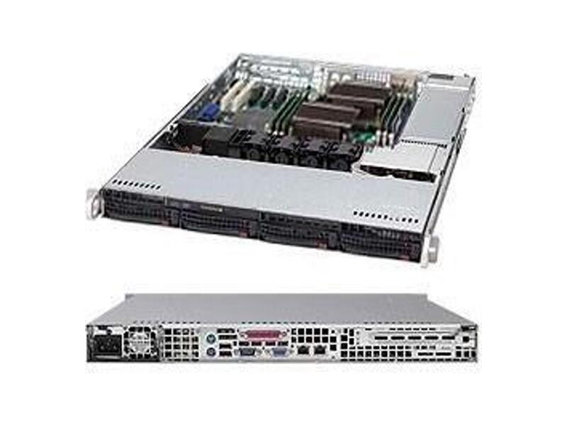 CSE-815TQ-563CB  Supermicro SuperChassis 815TQ-563CB Rack 1U, 4x3.5'' HotSwap, 1xFH/ FL, 560W, ATX/ EATX/ 13.68''x13''