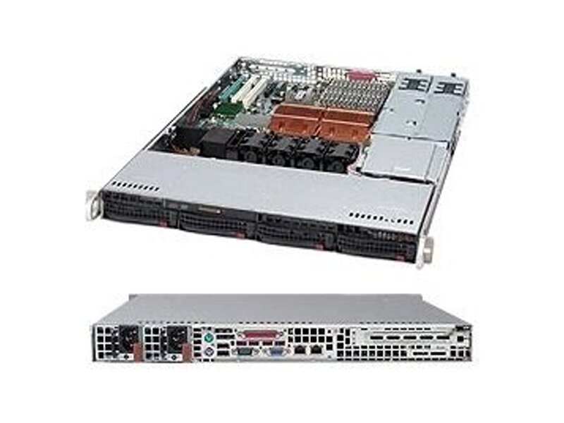 CSE-815TQ-R500CB  Supermicro SuperChassis 815TQ-R500CB Rack 1U, 4x3.5'' HotSwap SAS/ SATA with SES2, 1xFH/ HL, R500W, ATX/ EATX