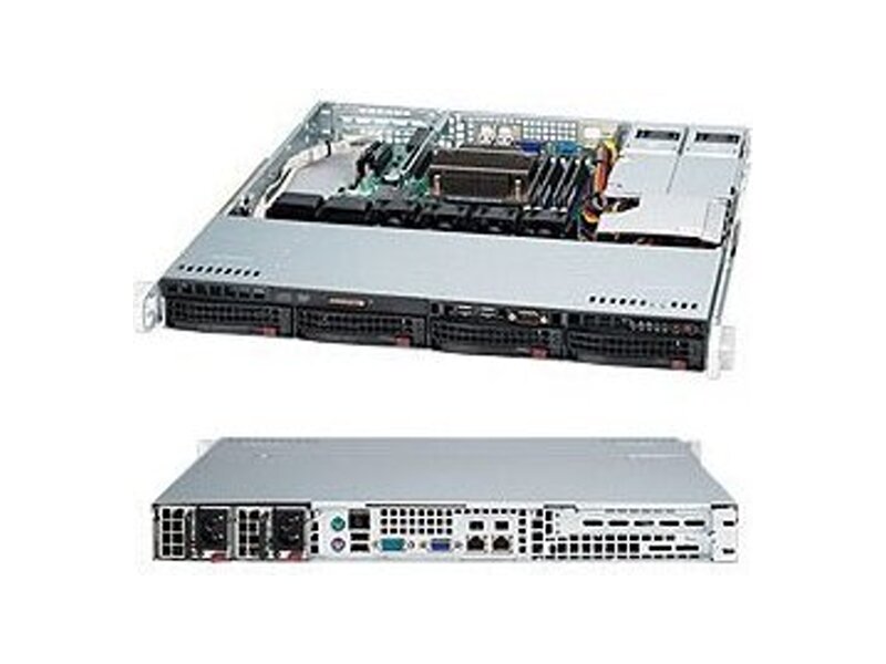 SC813MFTQC-R407CB  Supermicro SuperChassis 813MFTQC-R407CB Rack 1U, 4x3.5'' HotSwap SAS/ SATA, 1xFH, R400W, ATX/ microATX