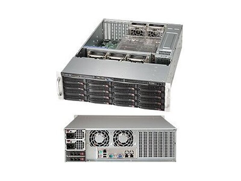 CSE-836BA-R920B  Supermicro SuperChassis 836BA-R920B Rack 2U, 16x3.5'' HotSwap SAS/ SATA, 7 FH&FL, R920W, E-ATX/ ATX, Black