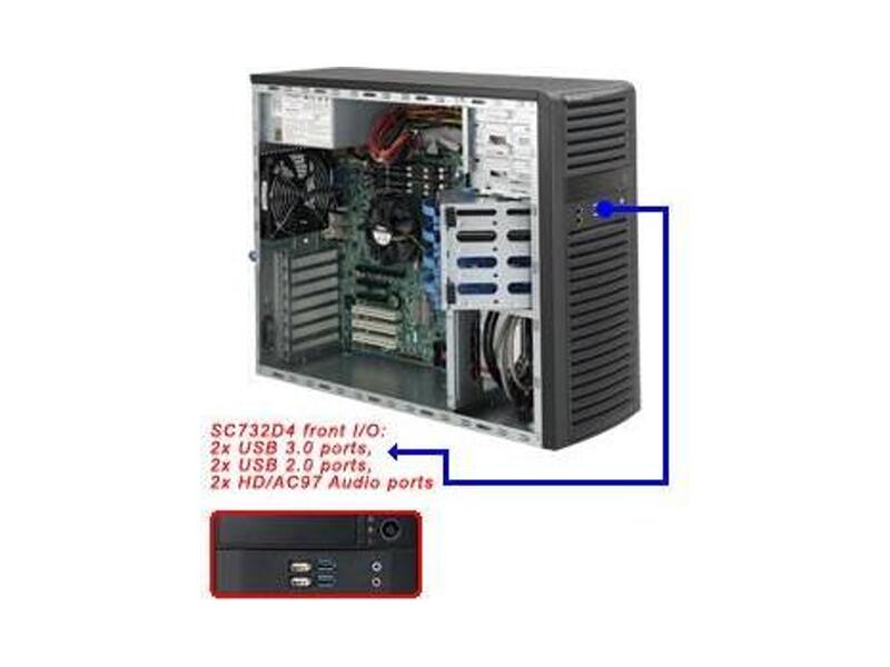 CSE-732D4-865B  Supermicro SuperChassis 732D4-865B Mid-Tower, 2x5.25'' ext. & 4x3.5'' int. HDD drive bays, 7xFH/ FL, 865W, ATX/ EATX/ microATX