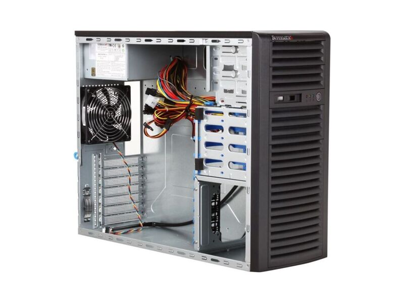 CSE-732I-500B  Supermicro SuperChassis 732I-500B Mid-Tower, 2x5.25'' ext. & 4x3.5'' int. HDD drive bays, 7xFH/ FL, 500W, ATX/ EATX/ microATX 3