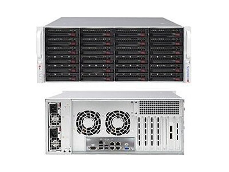 CSE-846BE1C-R1K28B  Supermicro SuperChassis 846BE1C-R1K28B 4U, 24x3.5'' HotSwap, 7xFH/ FL, R1280W, EEATX/ EATX/ ATX