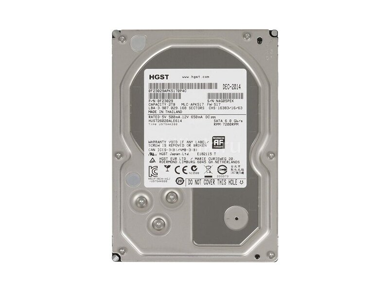 0F23029  HDD Server HGST Ultrastar 7K6000 HUS726020ALE614 (3.5'', 2TB, 128Mb, 7200rpm, SATA6G) 1