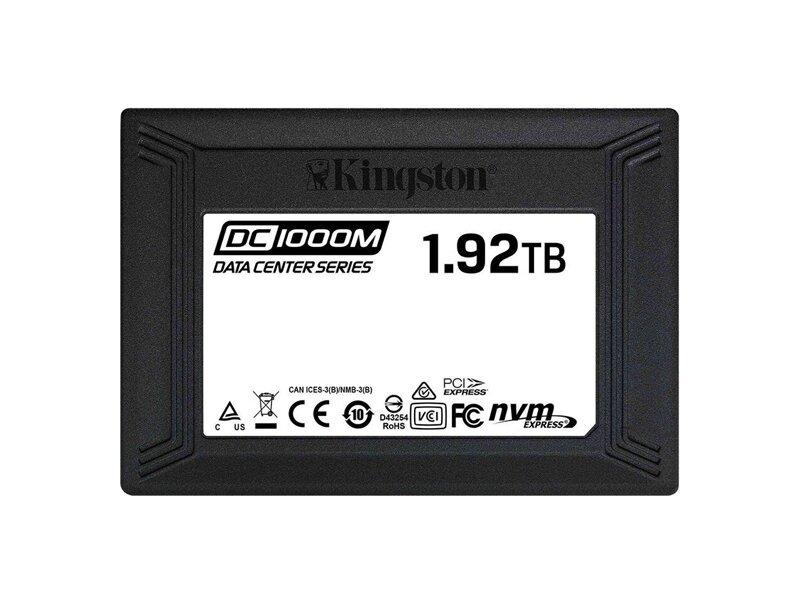 SEDC1000M/1920G  Kingston Server SSD 1920GB DC1000M U.2, 2.5'', PCIe NVMe Gen3 x4, 3D TLC (1 DWPD/ 5 лет)