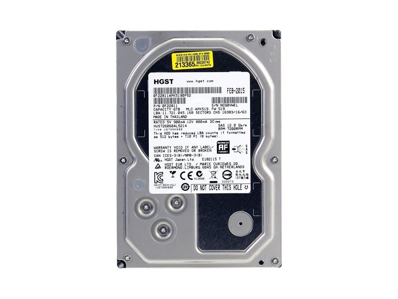 0F22811  HDD Server HGST Ultrastar 7K6000 HUS726060AL5214 (3.5'', 6TB, 128Mb, 7200rpm, SAS12G)