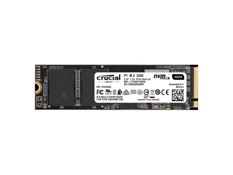 CT500P1SSD8  Crucial SSD P1 500GB M.2 2280 3D NAND NVMe PCIe Non-SED