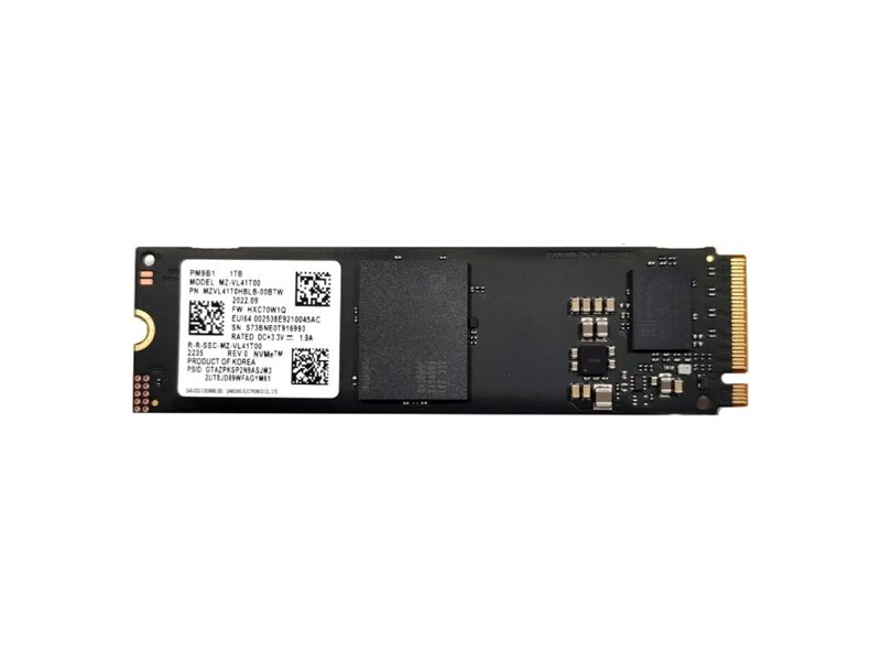 MZVL41T0HBLB-00B07  SSD Samsung PM9B1, 1024GB, M.2(22x80mm), NVMe, PCIe 4.0 x4, R/ W 3600/ 3000MB/ s, IOPs 500 000/ 420 000