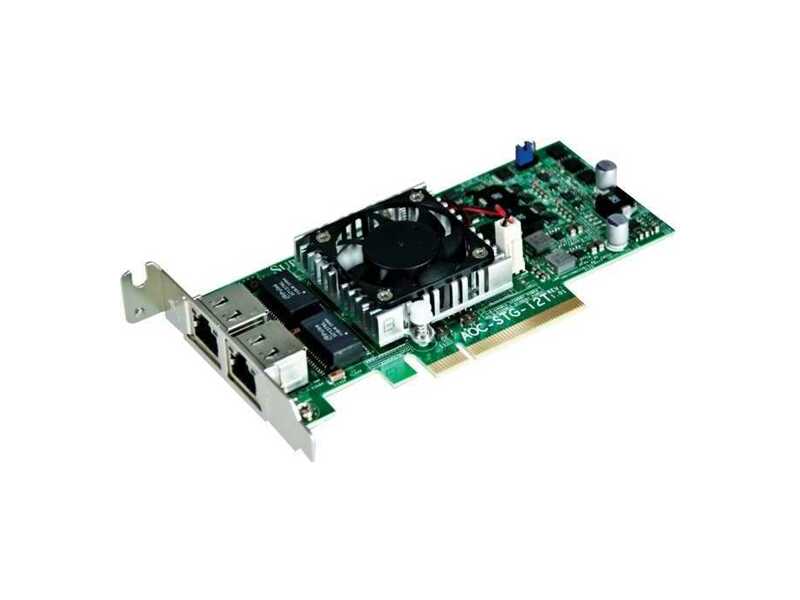 AOC-STG-I2T  Supermicro AOC-STG-i2T 2-Port 10 Gigabit PCI-E x8 Ethernet Card, w/ 10GBase-T, Based on Intel X540 - 2x RJ45