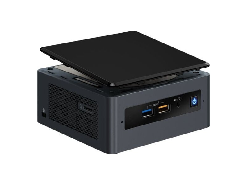 BOXNUC8I7BEH2  Intel NUC Kit 8th Gen, Core i5-8559U up to 4.5GHz, 2x DDR4 SODIMM (max 32GB), 2.5'' HDD/ SSD + M.2 SATA/ PCIe SSD (RAID 0, 1), HDMI 2.0a; USB-C (DP1.2), 6xUSB, 7.1 Audio, microSDXC, GLAN, WiFi+BT 3