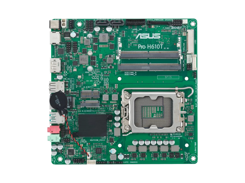 90MB1G60-M0EAYC  Материнская плата Asus PRO H610T-CSM, LGA1700, H610, 2*DDR5, DP+HDMI, 2 SATA 6.0, M.2, USB 3.2, USB 2.0, mITX