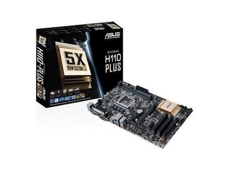 90MB0PQ0-M0EAY0  ASUS H110-PLUS, LGA1151, H110, 2*DDR4, D-Sub+DVI, SATA3, Audio, Gb LAN, USB 3.0*4, USB 2.0*6, COM*1 header (w/ o cable), ATX ; 90MB0PQ0-M0EAY0