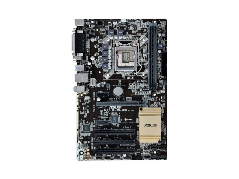 90MB0PQ0-M0EAY0  ASUS H110-PLUS, LGA1151, H110, 2*DDR4, D-Sub+DVI, SATA3, Audio, Gb LAN, USB 3.0*4, USB 2.0*6, COM*1 header (w/ o cable), ATX ; 90MB0PQ0-M0EAY0 2